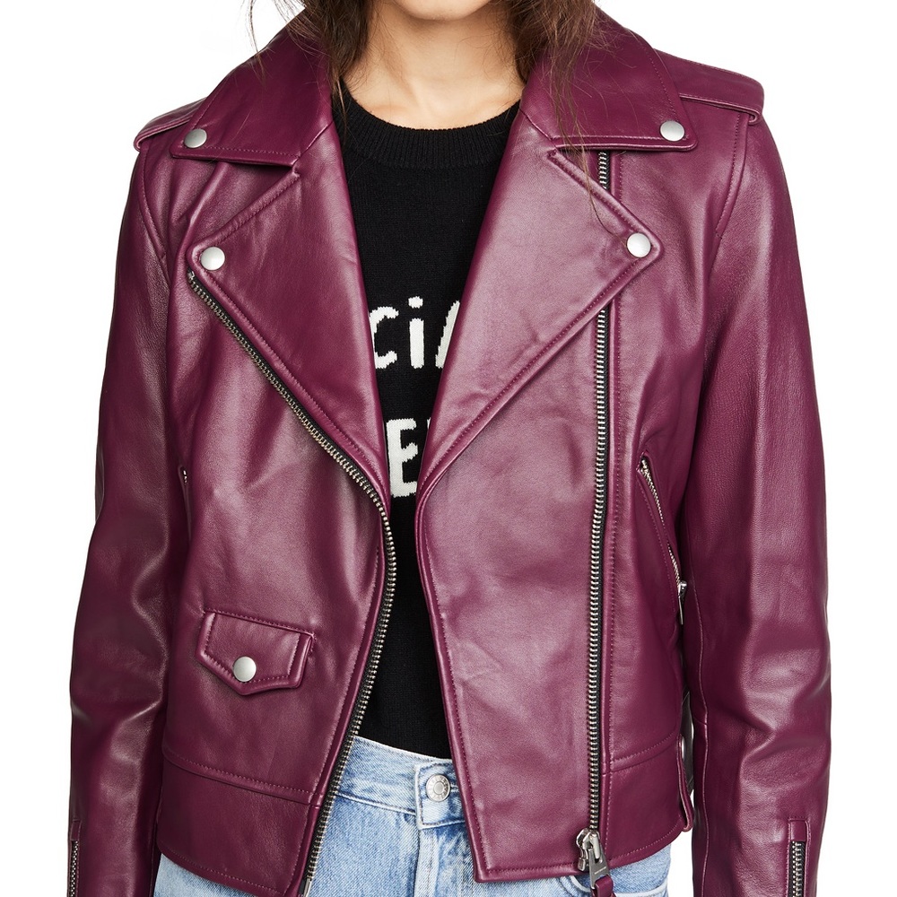 Mackage Baya Leather Original Jacket in Berry Size Small NWOT